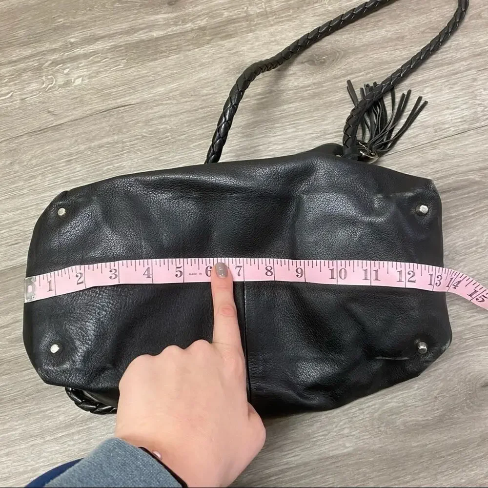 Furla Drawstring Leather Hobo Black Bag